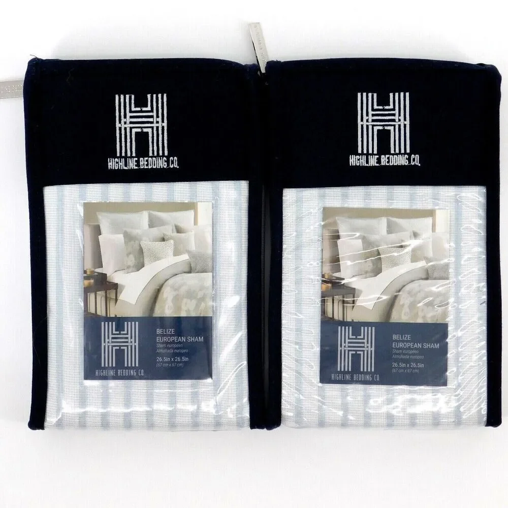 Highline Bedding Co Belize Blue Haze Stripe Euro Sham Set Of Two